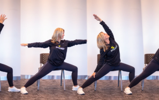 Christy Shaft in 4 yoga positions in a collage.