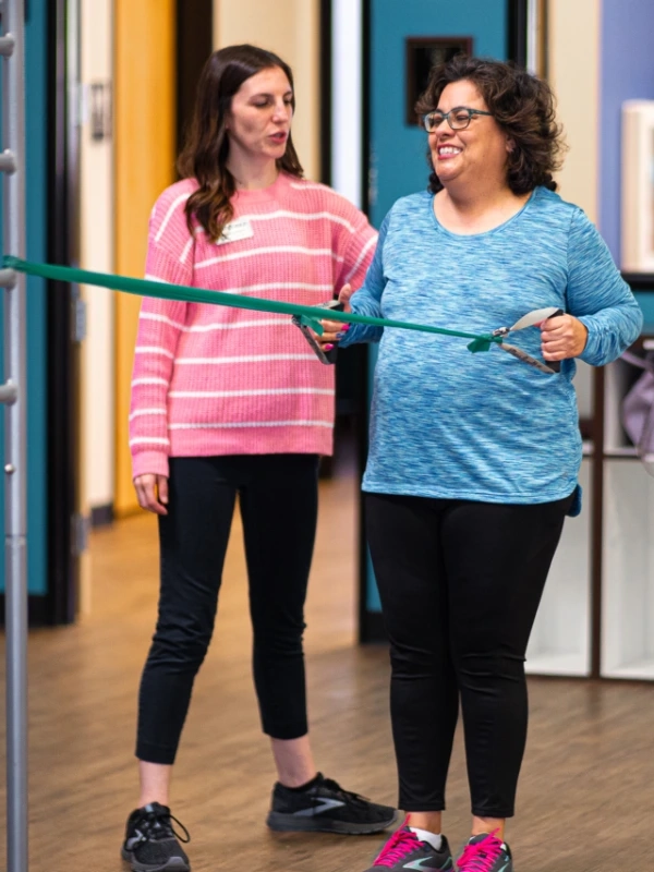 female patient at physical therapy work comp