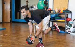 Image of a patient practicing a balance exercise