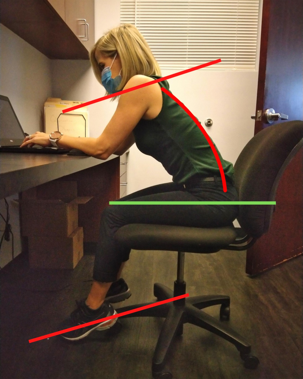 Bad posture - leaning forward and feet dangling