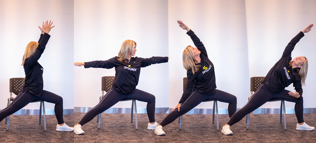 Christy Shaft in 4 yoga positions in a collage.