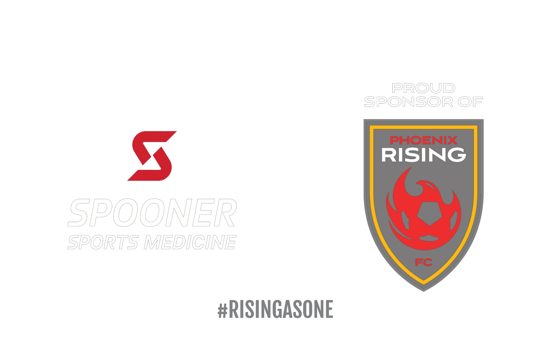 Phoenix Rising and Spooner logo flag. #RisingAsOne.