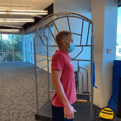 Man demonstrating Shoulder lift step 2.