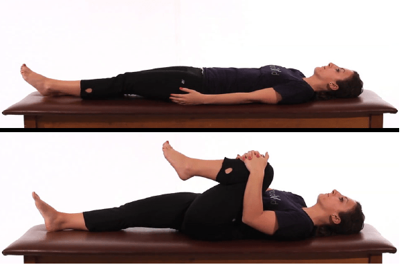 Man performs SINGLE KNEE TO CHEST.