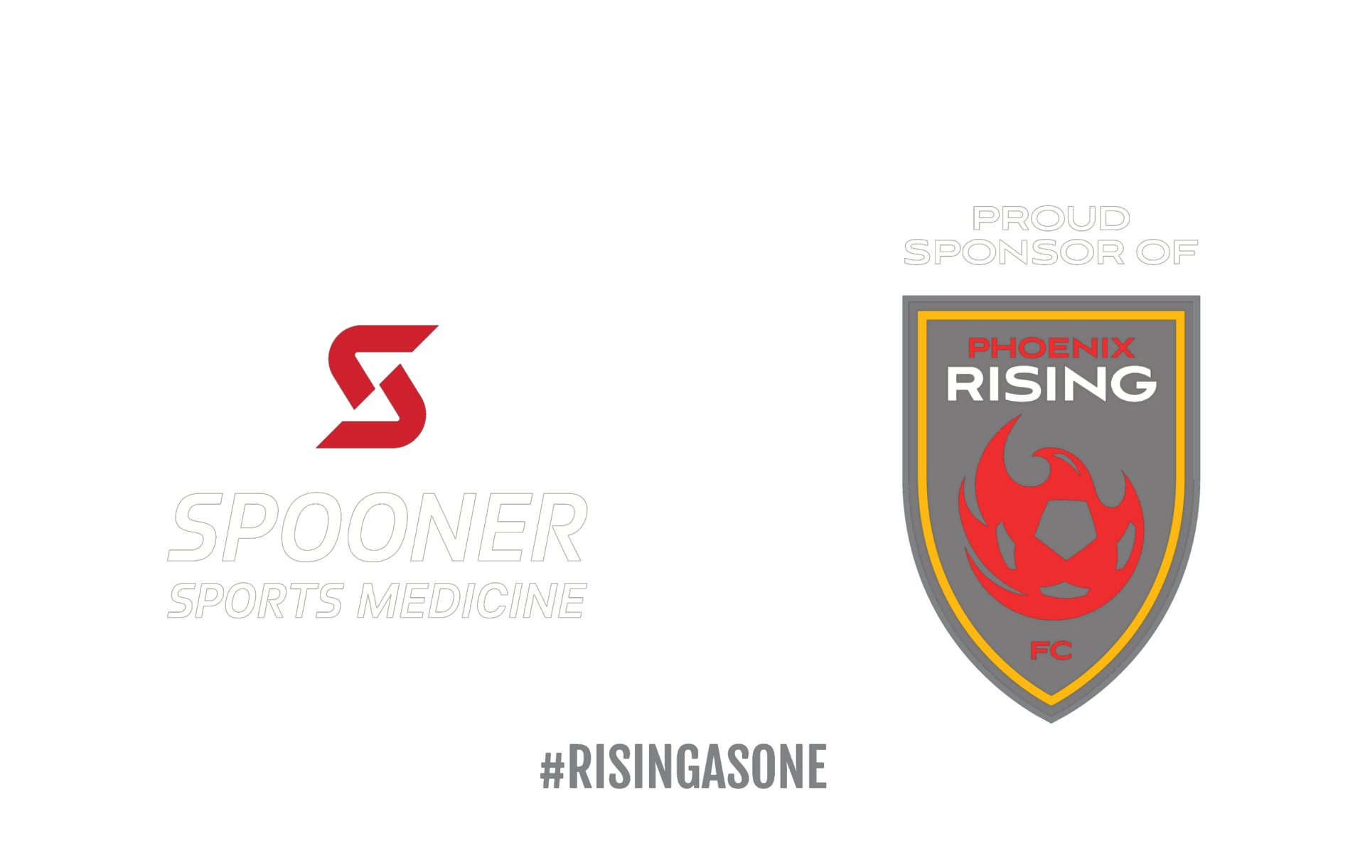 Phoenix Rising and Spooner logo flag. #RisingAsOne.