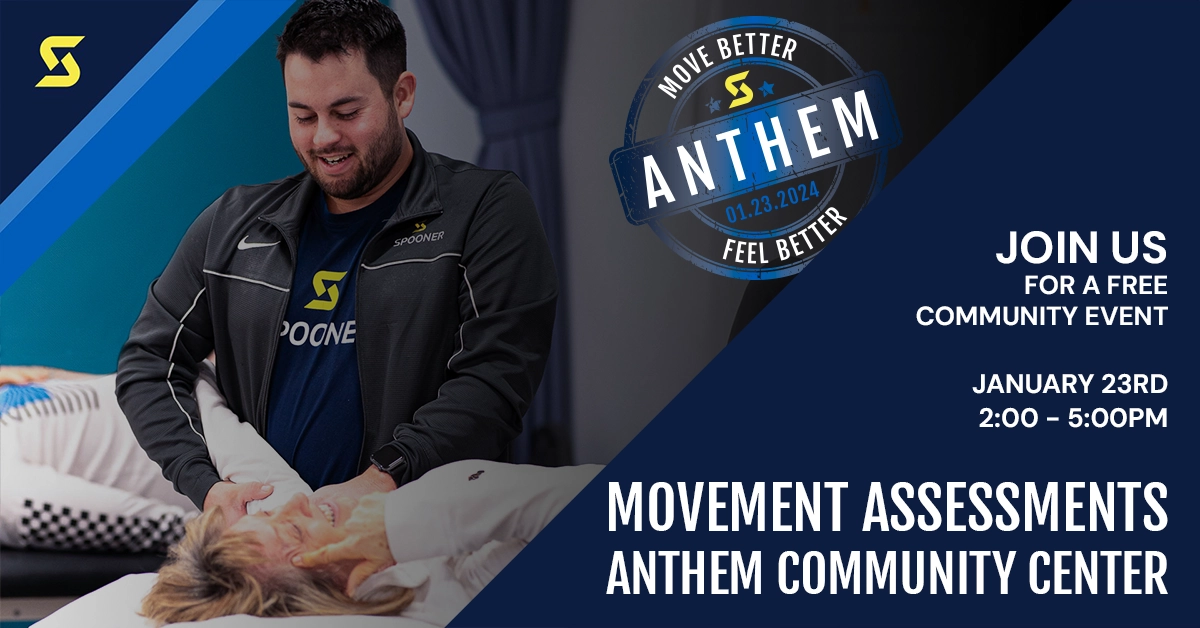 Join us for a free community event, January 3rd, 2024 frpm 2pm-5pm. Movement Assessments at Anthem community center