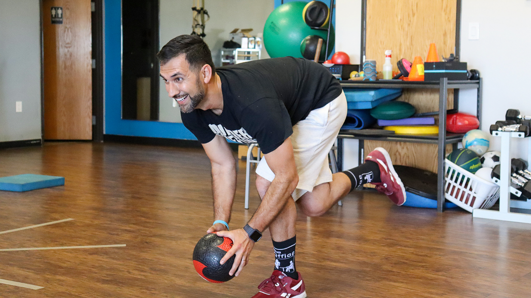 Image of a patient practicing a balance exercise