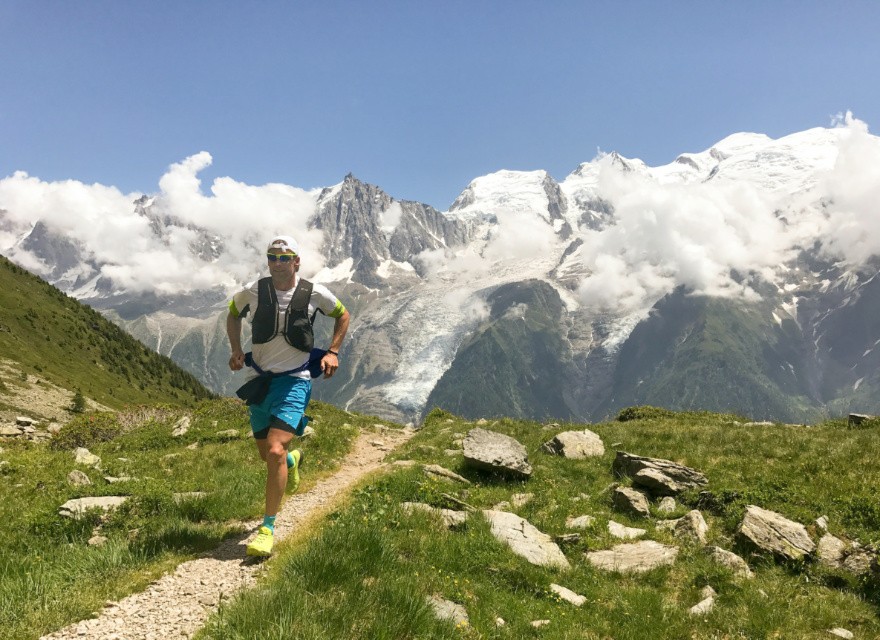 Man running on a hiking path