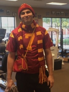 physical therapy tech dressed up after losing a bet