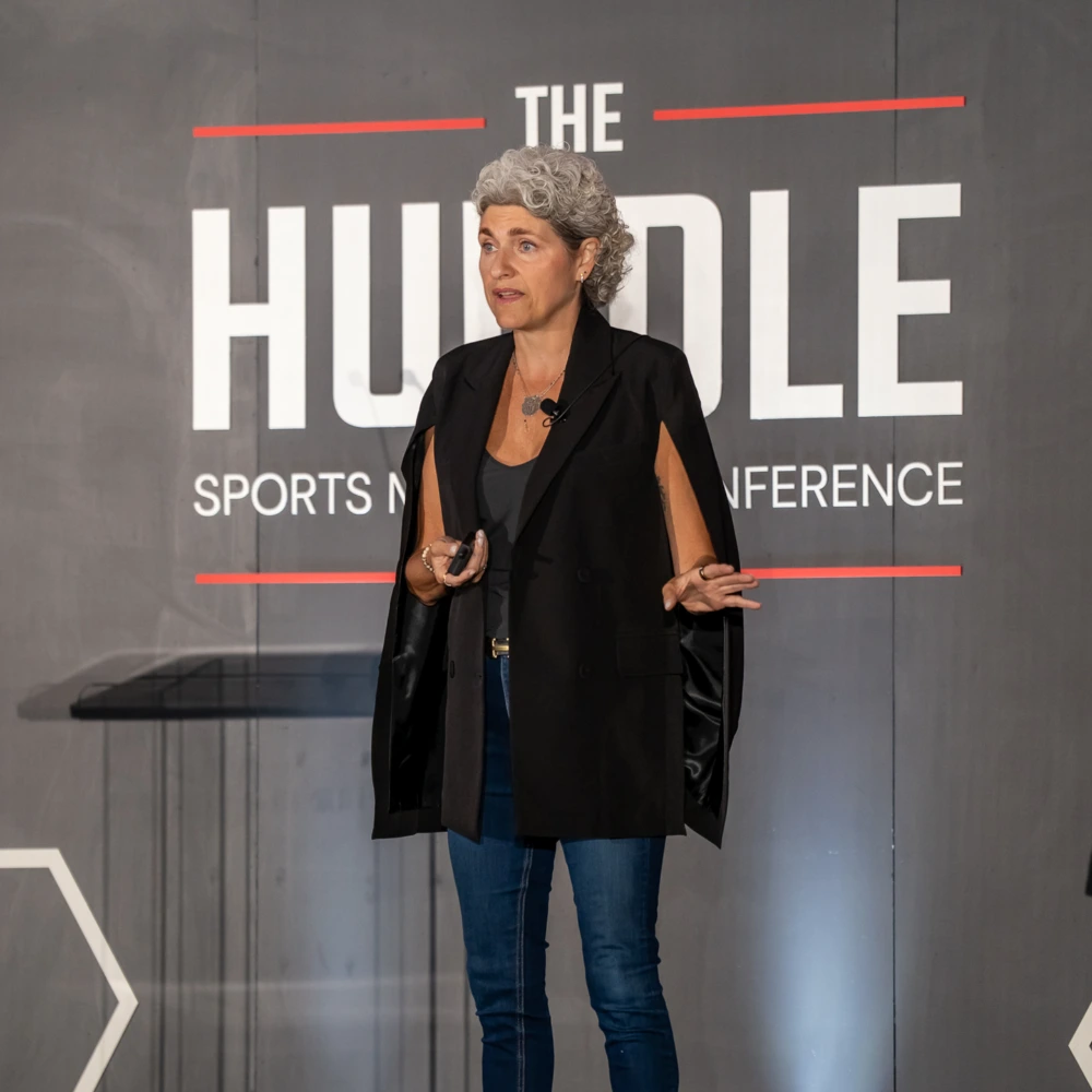 Sue Falsone speaking at The Huddle in Phoenix, AZ.