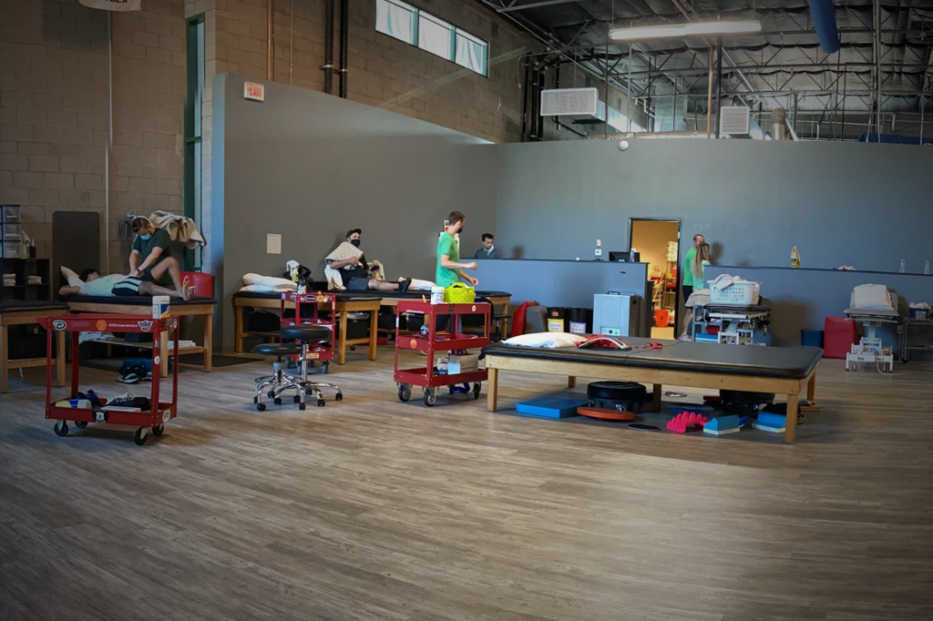 background image of physical therapy equipment