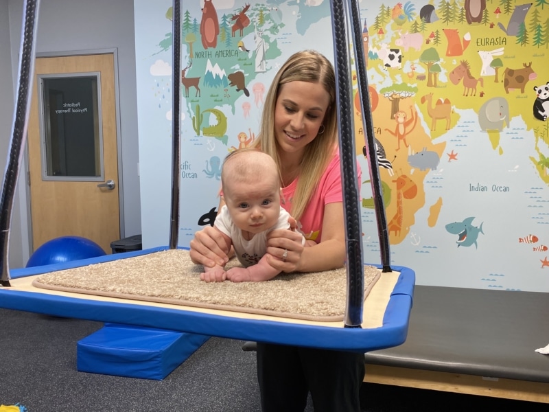 Baby on platform swing